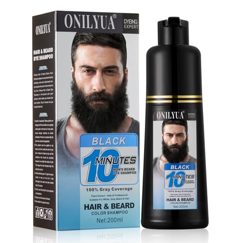 Onilyua 3-in-1 Black Beard Dye Shampoo for Men - Gray Hair Coverage