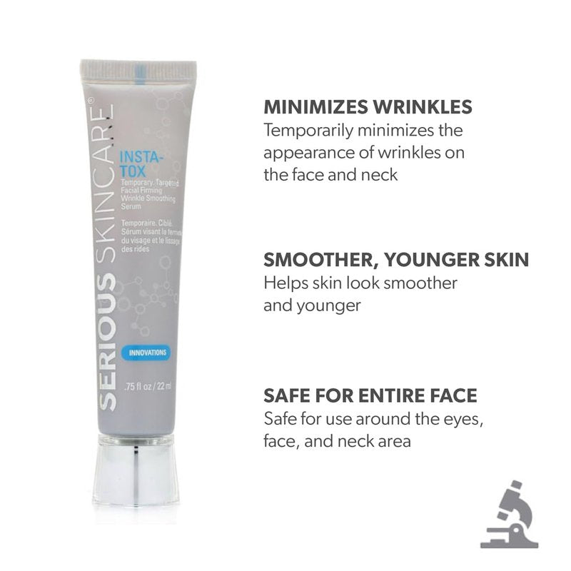 Serious Skincare INSTA-TOX Instant Wrinkle Filler Serum - Smooth Fine Lines & Deep Wrinkles | 0.75 oz