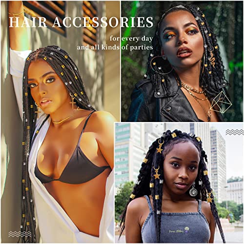 Vaikby 201PCS Hair Jewelry Beads Set - Gold & Silver Dreadlock Accessories