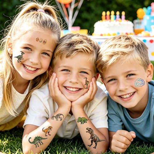 Dinosaur Temporary Tattoos for Kids - 10 Sheets of Fun Designs