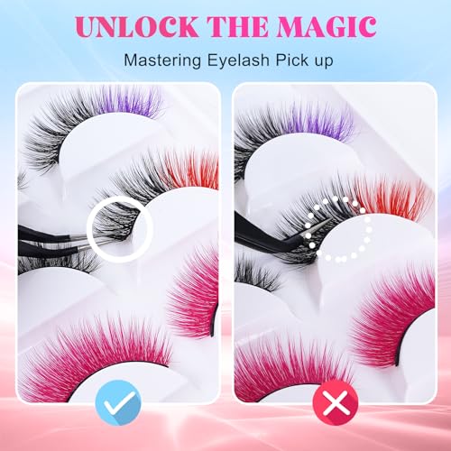 AMilHiTon Halloween Colored Eyelashes 5 Pairs - Faux Mink, Vibrant for Cosplay & Parties (8233 Mixed)