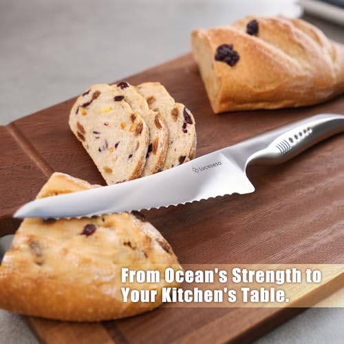 Serrated Bread Knife with Shark-Inspired Handle - Ultra Sharp Stainless Steel