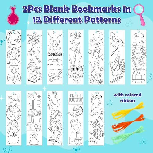 72 Pcs Science Coloring Bookmarks for Kids - DIY Craft Supplies