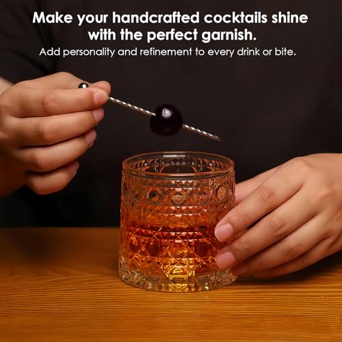 Lexenic Stainless Steel Cocktail Picks - Reusable Martini Skewers with Elegant Design