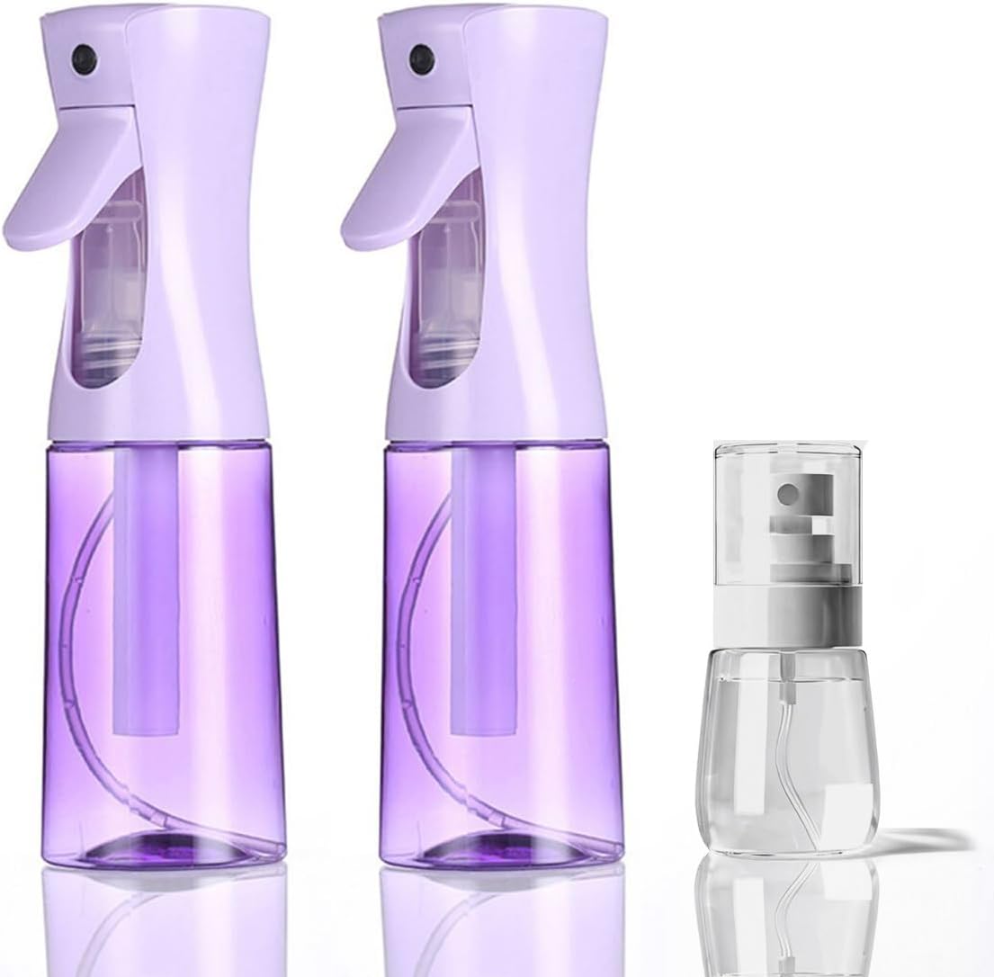 Continuous Spray Bottles - 3 Pack Fine Mist Water Sprayers for Hair, Plants & Cleaning | 6.8 OZ & 1 OZ Sizes - Pink