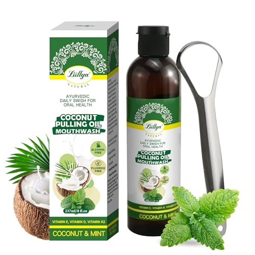 Liillya Organic Coconut Oil Pulling Mouthwash with Essential Oils - 8 oz