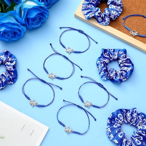 Blue Cheerleader Hair Scrunchies & Bracelets Set - 20 pcs for Women & Girls