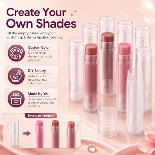 100 Pack Empty Lip Balm Tubes, 5g Clear Twist-Up Chapstick Containers