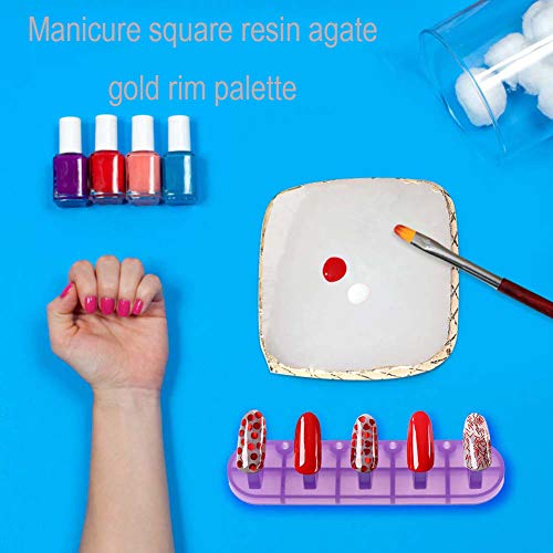 AKOAK Egg White 1 Pack Nail Square Palette Crystal Resin Agate Display Tool