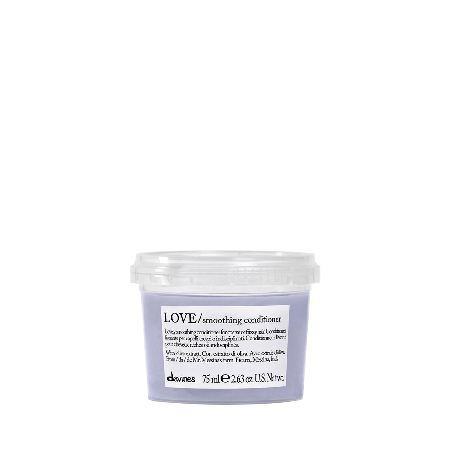 Davines LOVE Smoothing Conditioner, Taming Anti-Frizz Hydrating Action for Wavy, Unruly, Coarse Hair - Gives Controlled, Combable, Shiny, Sleek & Smooth Look, Travel Size, 2.54 Fl Oz