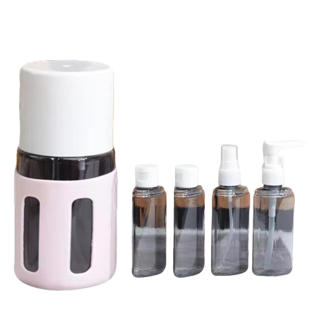 UIUSEA 4 in 1 Travel Dispenser, 4 Pack Travel Bottles for Toiletries, Leak Proof Travel Size Containers, Portable Containers for Shampoo Lotion Conditioner Cream (PINK 60 ML)