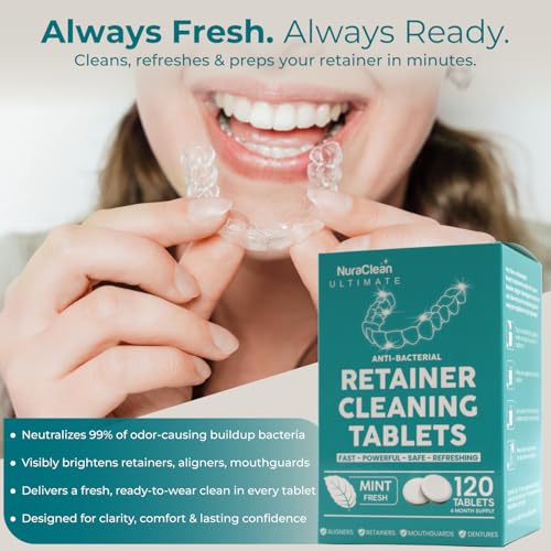 NuraClean Retainer Cleaner Tablets - 120 Count for Dentures & Mouthguards