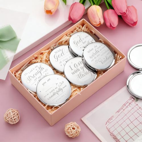 Thyle 12 Pcs Christian Compact Mirrors Dark Color Style 2