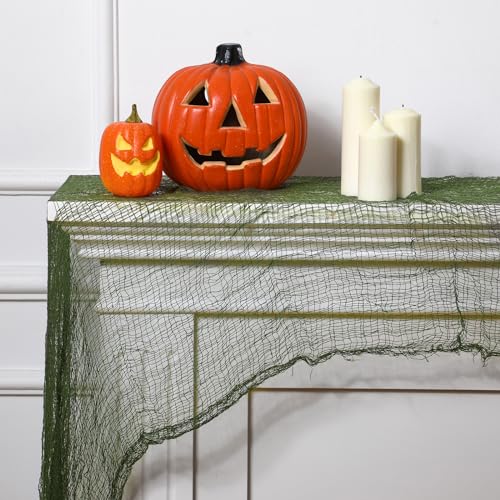HunnmingRe Halloween Creepy Cloth - 4 Pcs Moss Green Gauze, 30x72 Inch