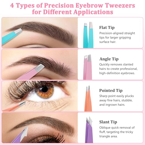 NICEMOVIC 7-Piece Tweezers Set for Women - Precision Beauty Tools