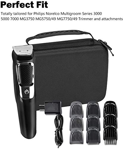 ProCase Hard Travel Case for Norelco Multigroom Series 3000/5000/7000 - Black, S