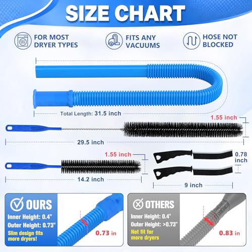 PetOde Dryer Vent Cleaner Kit - 5-Piece Vacuum Hose Attachment