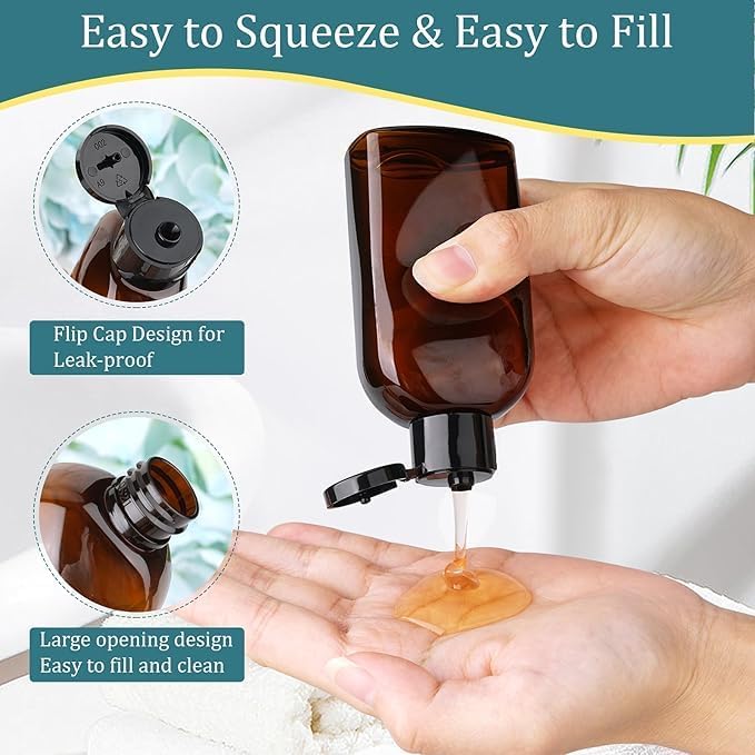 Travel Bottles for Toiletries - 5 Pack 3.4oz TSA Approved | Leak-Proof Squeeze Containers in Brown