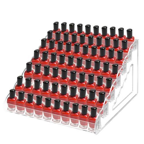 7-Tier Nail Polish Organizer Rack - Clear Acrylic Holds 96 Bottles, Space-Saving Storage