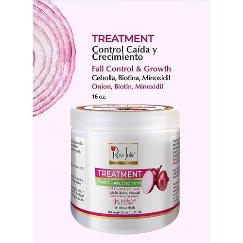 Rose Jolie Onion & Biotin Hair Growth Bundle | 3 Items | Shampoo 17 oz, Hair Mask 16 oz & Leave In Conditioner 10 oz | Hair Fall Control | Sulfate Free Paraben Free