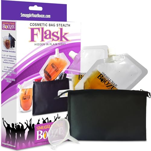 Hidden Drink Pouch Cosmetic Bag - 4 oz Reusable Travel Flask