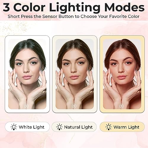 Beltruci Rose Gold Rechargeable Folding Vanity Mirror with 72 LED Lights & 3 Color Modes