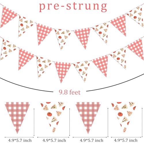 Pizza Party Pennant Banner - 3pcs Red Gingham Triangle Bunting