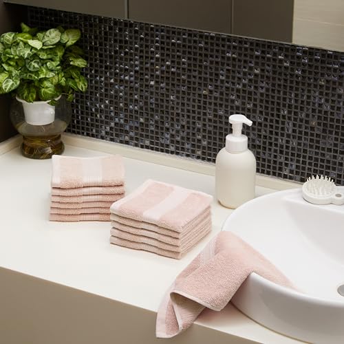 Amazon Basics 12-Pack Cotton Washcloths, 12x12 Inch, Soft & Fade-Resistant