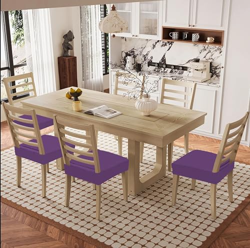 Smiry Waterproof Chair Seat Covers for Dining Room Chairs, Set of 2, Purple