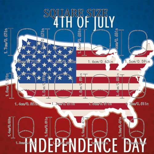 HZJXRT 4th of July American Flag Fake Nails - Short Red Glitter Press-On Manicure, 24pcs