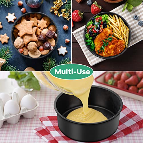 TeamFar 4-Inch Non-Stick Round Cake Pan Set of 3 - Healthy Stainless Steel