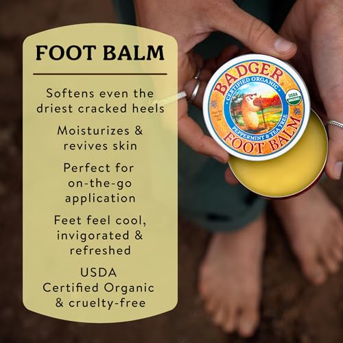 Badger Organic Foot Balm for Cracked Heels, 2 oz Moisturizing Treatment