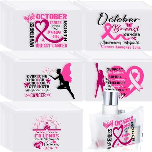 Aliceset 150 Pcs Breast Cancer Awareness Pink Ribbon Makeup Bags Set - Size 7.87 x 5.91 Inches, Waterproof EVA Pouches for Gifts & Storage