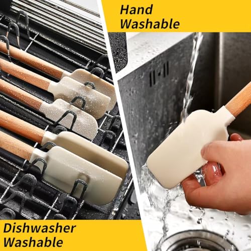 5-Piece Silicone Spatula Set with Wooden Handle - Heat Resistant 600°F