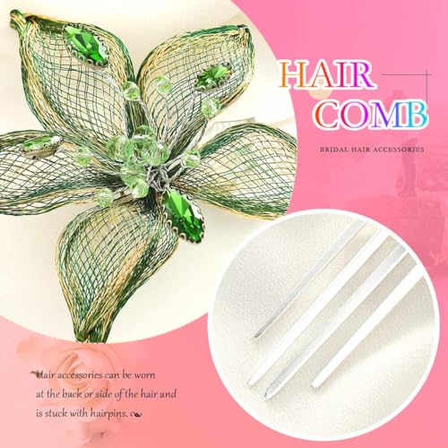 Green Crystal Flower Wedding Hair Comb - Elegant Bridal Hair Accessory