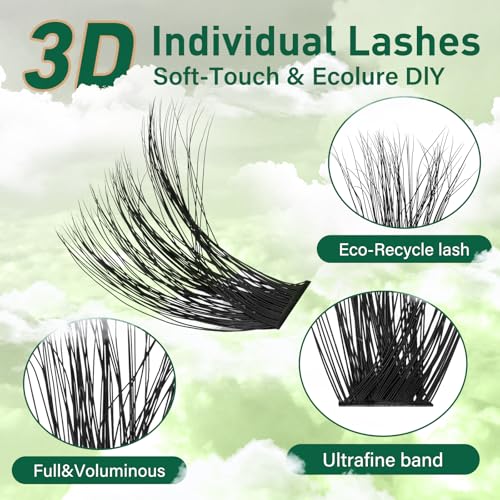 KEYYOU 3D Fluffy Lash Clusters D Curl Volume Lashes for Daily & Special Occasion Wear