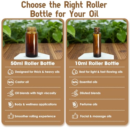 Pink 2 Pack 50ml Rose Quartz Roller Bottles for Essential Oils