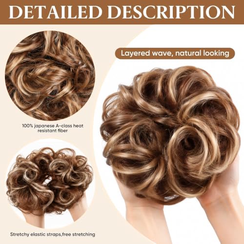 PEOQUEM Messy Bun Hair Piece - Lightweight Synthetic Hair Bun for Volume