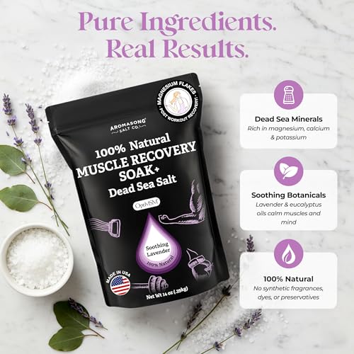 Aromasong Lavender Muscle Recovery Bath Soak 14 oz - Post-Workout Pain Relief