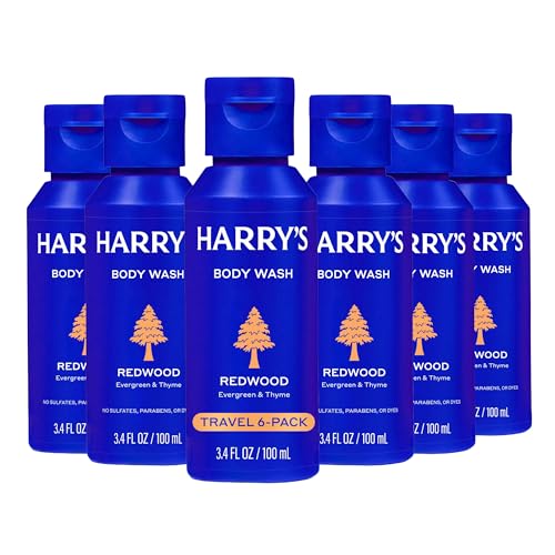 Harry's Men's Body Wash, Redwood Scent, Travel Size 3.4 oz (6 Pack)