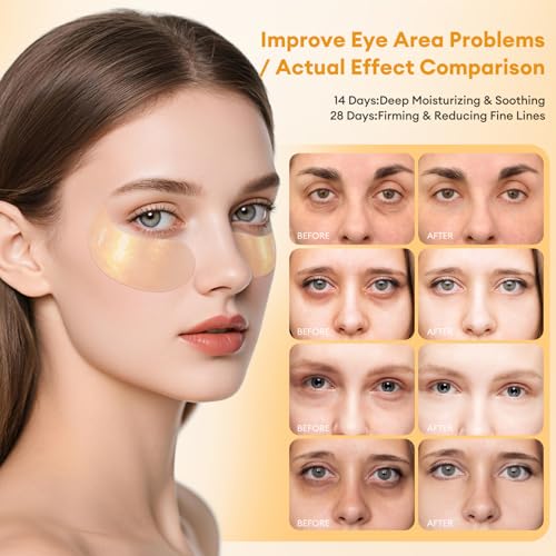Gold Eye Patches - Hydrogel Masks for Dark Circles & Puffiness, 60 PCS