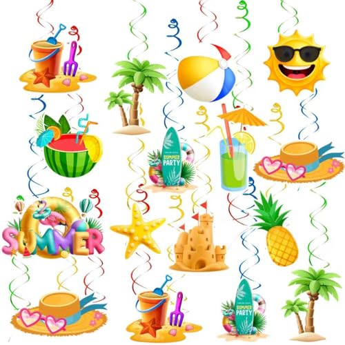33pcs Tropical Beach Pool Party Hanging Decorations Kit