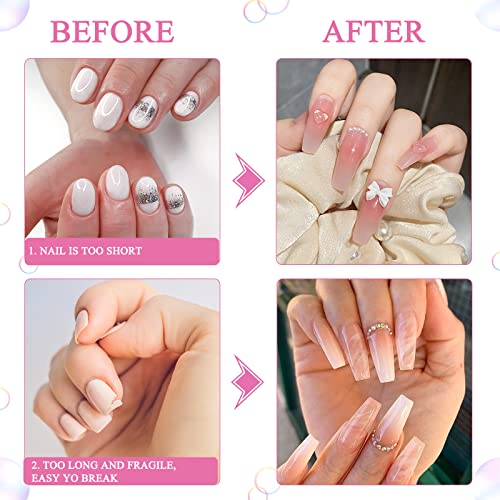 YINGJEE 200PCS Pink Acrylic Nail Form Tips for Nail Extension DIY Manicure - 0.4 Fl Oz