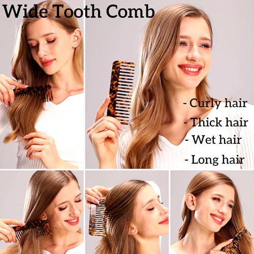 Wide Tooth Comb for Thick Curly Hair - Black/Tortoise Detangling