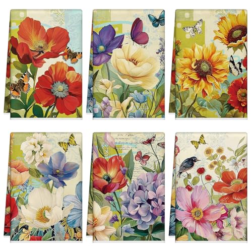 Tudomro 6-Piece Floral Kitchen Towels Set - Soft & Durable