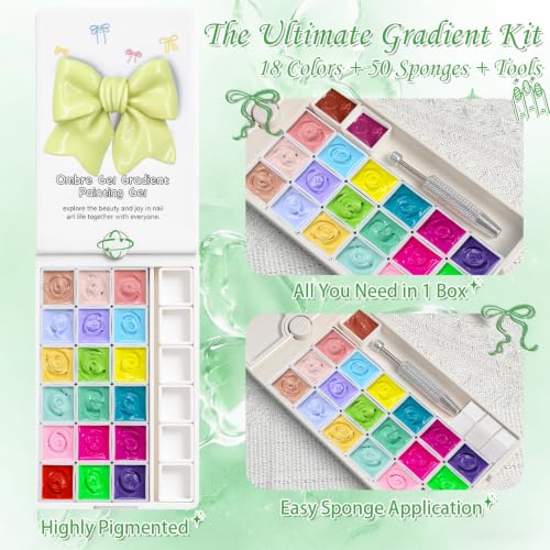 18-Color Gradient Gel Nail Polish Palette Kit for Ombre Nail Art