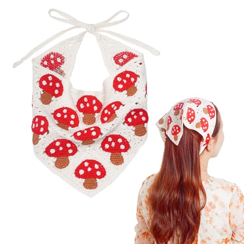 Hoyuwak Crochet Mushroom Bandana Headband for Women & Girls