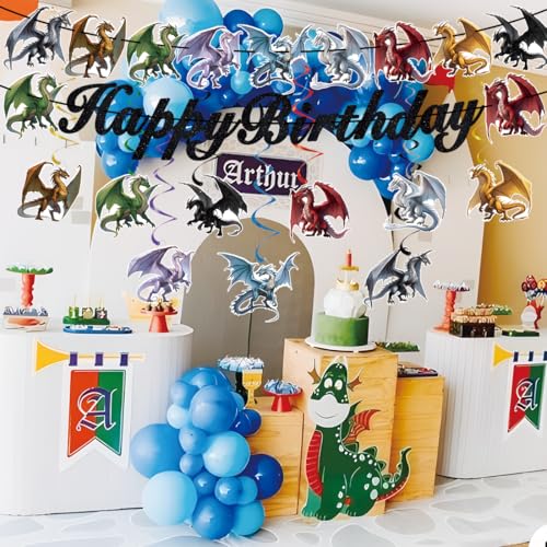 Dragon Birthday Party Decorations - 18PCS Pre-Strung Swirls