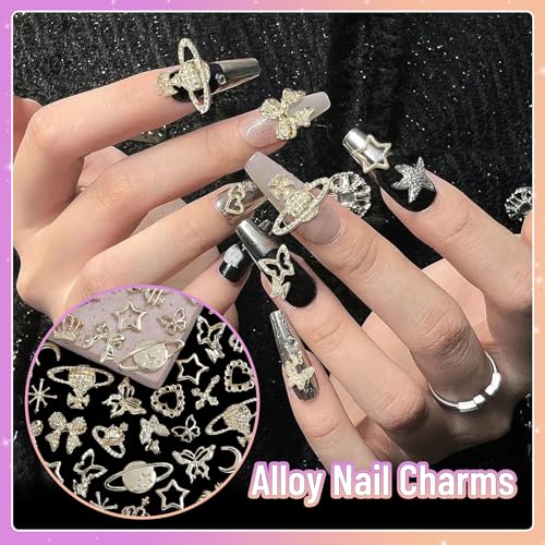 180 Pcs Gold Nail Charms and Gems - DIY Nail Art & Craft Jewelry