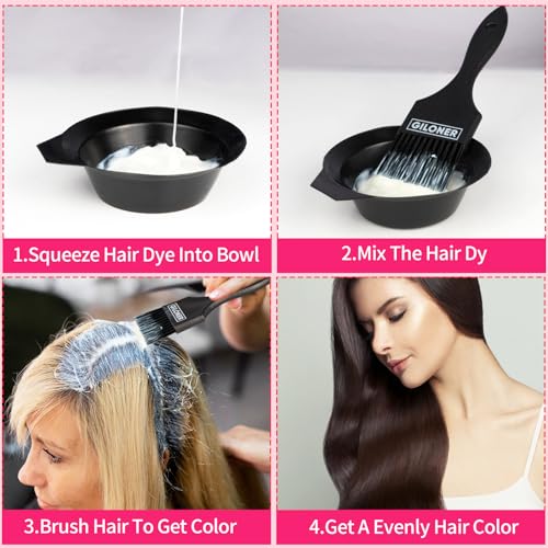 Giloner 2 Pack Hair Color Brush Set - Wide Applicator for Highlights & Root Touch Up